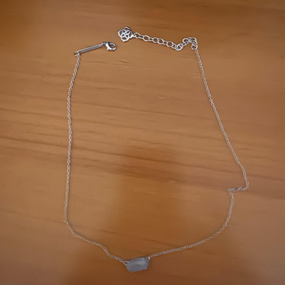 Kendra Scott Silver Necklace with Gray Stone